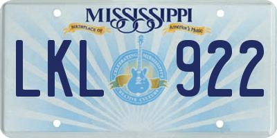 MS license plate LKL922