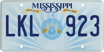 MS license plate LKL923