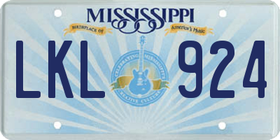 MS license plate LKL924