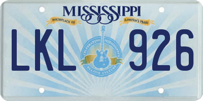 MS license plate LKL926