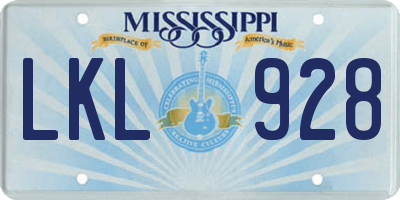 MS license plate LKL928
