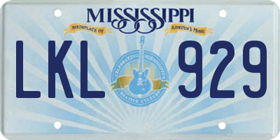 MS license plate LKL929