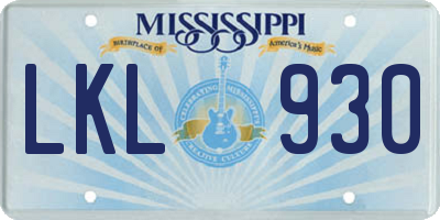 MS license plate LKL930