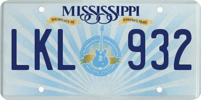 MS license plate LKL932