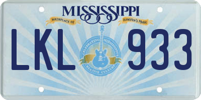 MS license plate LKL933