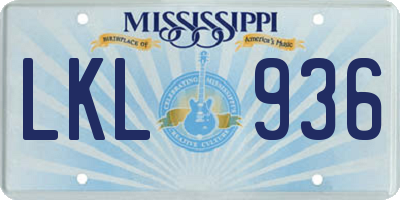 MS license plate LKL936