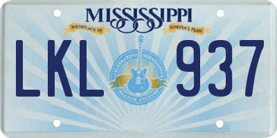 MS license plate LKL937