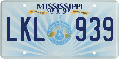 MS license plate LKL939