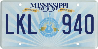 MS license plate LKL940