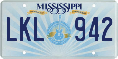 MS license plate LKL942