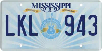 MS license plate LKL943