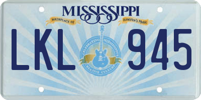 MS license plate LKL945
