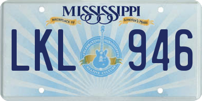 MS license plate LKL946
