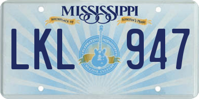 MS license plate LKL947