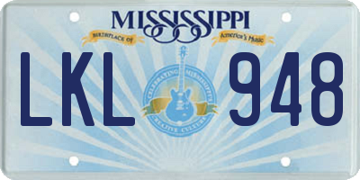 MS license plate LKL948