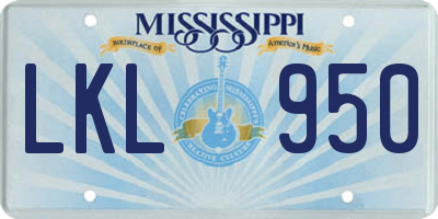 MS license plate LKL950
