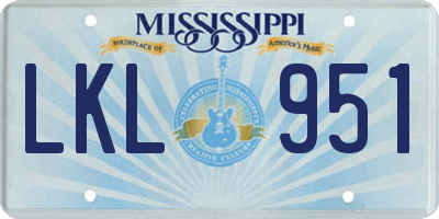 MS license plate LKL951