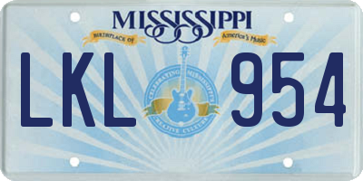 MS license plate LKL954