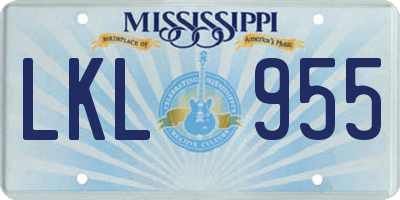 MS license plate LKL955
