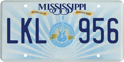 MS license plate LKL956