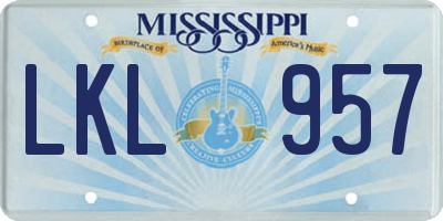 MS license plate LKL957