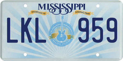 MS license plate LKL959