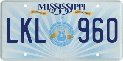 MS license plate LKL960