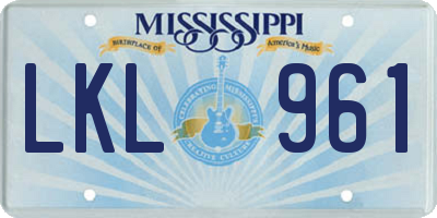 MS license plate LKL961