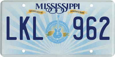 MS license plate LKL962