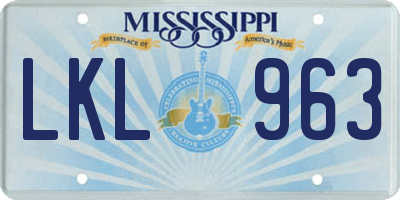 MS license plate LKL963