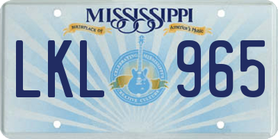 MS license plate LKL965