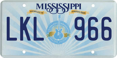 MS license plate LKL966