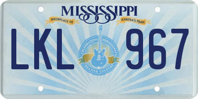 MS license plate LKL967