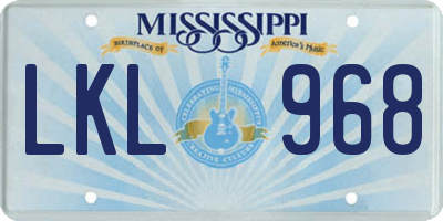 MS license plate LKL968
