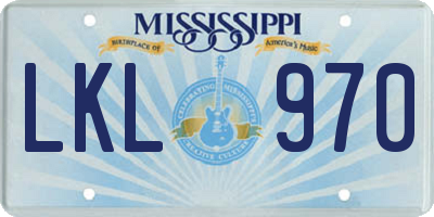 MS license plate LKL970