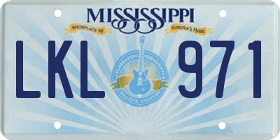 MS license plate LKL971