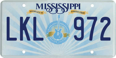 MS license plate LKL972