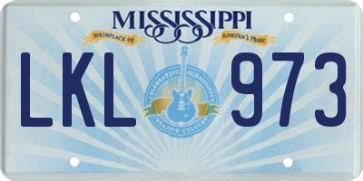 MS license plate LKL973
