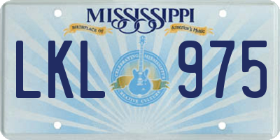 MS license plate LKL975