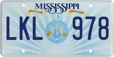 MS license plate LKL978