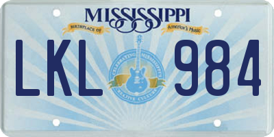 MS license plate LKL984