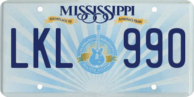 MS license plate LKL990
