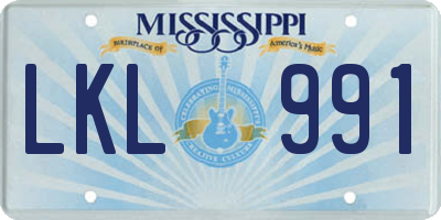 MS license plate LKL991