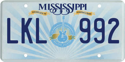 MS license plate LKL992