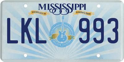 MS license plate LKL993