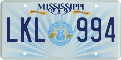 MS license plate LKL994