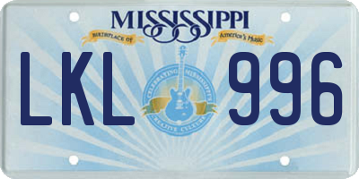 MS license plate LKL996