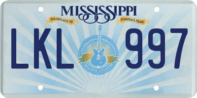 MS license plate LKL997