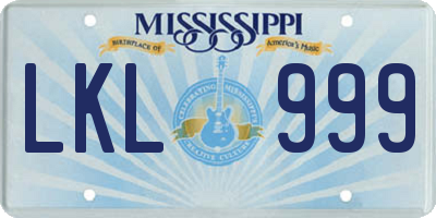 MS license plate LKL999