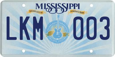 MS license plate LKM003